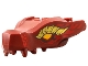 Part No: 72362pb09 Name: Dragon Head (Ninjago) Jaw with 2 Bar Handles on Back with Bright Light Orange Eyes, Gold Scales, and Black and Red Flames Pattern Part No: 72362pb09 Name: Dragon Head (Ninjago) Jaw with 2 Bar Handles on Back with Bright Light Orange Eyes, Gold Scales, and Black and Red Flames Pattern