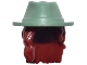 Part No: 79989pb03  Name: Mini Doll, Hair Combo, Hair with Hat, Long Wavy Over Right Shoulder with Molded Sand Green Cowboy Hat Pattern