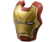 Part No: 80430pb10  Name: Minifigure, Visor Top Hinge Large with Gold Face Shield, White Eyes, Dark Silver Trim on Cheeks, Black Diagonal Forehead Lines Pattern (Iron Man Mark 46)