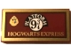 Lego part: Tile 2 x 4 with Black and White 'PLATFORM 9 3/4', Hogwarts Houses Crest and 'HOGWARTS EXPRESS' on Red Background with Gold Border Pattern