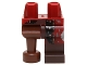 Part No: 970d28pb01  Name: Hips and 1 Dark Red Left Leg  with Black Coat, Copper Buttons and Dark Brown Boot Pattern, 1 Reddish Brown Pirate Peg Leg