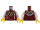 Part No: 973pb0697c01  Name: Torso Castle Kingdoms Lion Head Medallion and Fur Trim Pattern / White Arms / Yellow Hands