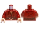 Part No: 973pb1278c01  Name: Torso LotR Elven Coat with Reddish Brown Leaf Buttons and Belt Pattern / Dark Red Arms / Light Nougat Hands
