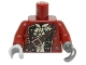 Part No: 973pb2099c01  Name: Torso Pirate Coat Ruffled Shirt, Brown Strap, Copper Buttons and Buckle Pattern / Dark Red Arms / Flat Silver Hook Left / Light Bluish Gray Hand Right