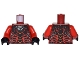 Part No: 973pb2439c01  Name: Torso Nexo Knights Bare Chest with Dark Red Bones, Cracks and Silver Stones Pattern / Red Arms / Black Hands