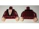 Lot ID: 398312213  Part No: 973pb2559c01  Name: Torso Dressing Gown Robe Brocade with Black Collar over Light Nougat Bare Chest Pattern / Dark Red Arms with Black Brocade Pattern / Light Nougat Hands