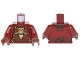 Part No: 973pb2621c01  Name: Torso Ninjago Reddish Brown Armor with Ties, Gold Buckles and Dragon Head Emblem Pattern / Dark Red Arms / Reddish Brown Hands
