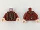 Lot ID: 194219329  Part No: 973pb3195c01  Name: Torso Ornate Robe with Long Scarves, Gold, Reddish Brown and Dark Brown Details Pattern / Dark Red Arms / Light Nougat Hands