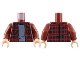 Part No: 973pb3227c01  Name: Torso Plaid Flannel Shirt Open with Pockets and Dark Blue Squares over Sand Blue Sweater Pattern / Dark Red Arms / Light Nougat Hands