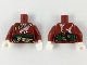 Part No: 973pb3324c01  Name: Torso Kimono Robe with Dragon and Black and Green Obi Sash Pattern / Dark Red Arm Left / Dark Red Arm Right with Gold Bracelet Pattern / White Hands
