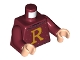 Part No: 973pb3666c01  Name: Torso Sweater with Letter R Pattern / Dark Red Arms / Light Nougat Hands