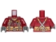Part No: 973pb3880c01  Name: Torso Fire Uniform with Stripes and Harness Pattern / Dark Red Arms / Dark Bluish Gray Hands