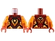Lot ID: 412992728  Part No: 973pb5211c01  Name: Torso Armor Breastplate, Orange Flame, Dragon Head and Orb, Logogram 'K' on Back Pattern / Trans-Orange Arms / Red Hands