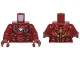 Part No: 973pb5469c01  Name: Torso Armor with Metallic Light Blue and White Triangle Arc Reactor, Red Panels Damaged, Gold Trim on Back Pattern (Iron Man Mark 6) / Dark Red Arms / Dark Red Hands
