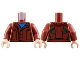 Part No: 973pb5749c01  Name: Torso Jacket over Blue Shirt, Reddish Brown Trim, Gold Buttons Pattern / Dark Red Arms / Light Nougat Hands