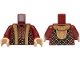 Part No: 973pb6169c01  Name: Torso Robe with Hood, Copper Filigree and Dots, Gold Lattice, Hems and Belt Buckle Pattern / Dark Red Arms / Light Nougat Hands