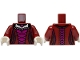 Part No: 973pb6234c01 Name: Torso Female Dress Bodice, Black Trim and Laces, Magenta Panel, White Neck Pattern / Dark Red Arms / White Hands Part No: 973pb6234c01 Name: Torso Female Dress Bodice, Black Trim and Laces, Magenta Panel, White Neck Pattern / Dark Red Arms / White Hands