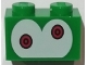 Lot ID: 302893420  Part No: 11211pb06  Name: Brick, Modified 1 x 2 with Studs on 1 Side with Red Eyes on White Background Pattern (Super Mario Mechakoopa)