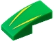 Part No: 11477pb216  Name: Slope, Curved 2 x 1 x 2/3 with 2 Yellow Stripes Pattern