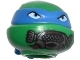 Part No: 12607pb14  Name: Minifigure, Head, Modified Ninja Turtle with Blue Mask and Breathing Apparatus Pattern (Leonardo)