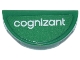 Part No: 1748pb04  Name: Tile, Round 1 x 2 Half with White 'cognizant' Pattern (Sticker) - Sets 76925 / 77245