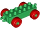 Lot ID: 214734573  Part No: 2312c02  Name: Duplo Car Base 2 x 6 with Open Hitch End and Red Wheels