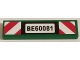 Part No: 2431pb0373  Name: Tile 1 x 4 with 'BE60081' and Red and White Danger Stripes Pattern (Sticker) - Set 60081