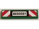 Part No: 2431pb373  Name: Tile 1 x 4 with 'BE60081' and Red and White Danger Stripes Pattern (Sticker) - Set 60081