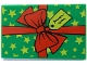 Part No: 26603pb461  Name: Tile 2 x 3 with Present / Gift with Red Ribbon with Bow, Lime Tag and Stars Pattern (BAM)