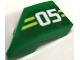 Part No: 29119pb020  Name: Wedge 2 x 1 x 2/3 Right with White '05' and Yellowish Green Stripes Pattern (Sticker) - Set 71709