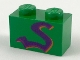 Part No: 3004px5  Name: Brick 1 x 2 with Purple Snake Pattern
