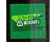 Part No: 3068pb0868L  Name: Tile 2 x 2 with Lime Scales and White Exclamation Mark in Triangle and 'BOOST' Pattern Model Left Side (Sticker) - Set 8114