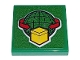 Part No: 3068pb1314  Name: Tile 2 x 2 with Box and Arrows and Globe on Green Background Pattern (Sticker) - Set 60198