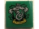 Part No: 3068pb1684  Name: Tile 2 x 2 with HP 'SLYTHERIN' House Crest on Green Background Pattern (Sticker) - Set 75956