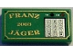 Part No: 3069pb0031  Name: Tile 1 x 2 with Gold 'FRANZ JÄGER', '2003', and Silver Numeric Keypad Pattern
