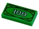 Lego part: Tile 1 x 2 with Currency / Money, 100 Bill / Note Pattern