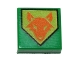 Part No: 3070pb102  Name: Tile 1 x 1 with Orange Fox Head on Lime Pentagonal Shield Pattern