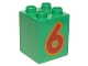 Part No: 31110pb078  Name: Duplo, Brick 2 x 2 x 2 with Number 6 Red Pattern