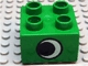 Part No: 3437pb016  Name: Duplo, Brick 2 x 2 with Eye without White Spot Pattern, on Two Sides