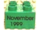 Part No: 3437pb037  Name: Duplo, Brick 2 x 2 with Black 'November 1999' Pattern