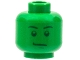 Part No: 3626bpb0403  Name: Minifigure, Head Male Stern Black Eyebrows, Green Pupils and Chin Dimple Pattern - Blocked Open Stud