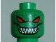 Part No: 3626pb0256  Name: Minifigure, Head Alien with Red Eyes, Grin with Sharp Teeth, Reptile Scales Pattern