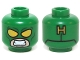 Part No: 3626pb1169  Name: Minifigure, Head Mask with Yellow Eyes and Bared Teeth and Yellow 'H' on Back Pattern