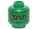 Part No: 3626pb1228  Name: Minifigure, Head Alien with Red Eyes, Dark Bluish Gray Eye Shadow, Eyebrows, Cheek Lines, and Chin Dimple Pattern (Martian Manhunter)