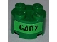 Part No: 3941pb08  Name: Brick, Round 2 x 2 with Axle Hole with Black 'GARY' on Bright Green Background Pattern on Both Sides (Stickers) - Set 3834