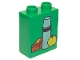 Part No: 4066pb112  Name: Duplo, Brick 1 x 2 x 2 with Lunch Box, Thermos, and Apple Pattern