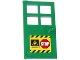 Part No: 60623pb03  Name: Door 1 x 4 x 6 with 4 Panes and Stud Handle with 'STOP' Sign, Fire Danger Triangle and Black and Yellow Danger Stripes Pattern (Sticker) - Set 60112