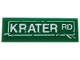 Part No: 63864pb085  Name: Tile 1 x 3 with White Scratched Road Sign and 'KRATER RD' Pattern (Sticker) - Set 76128