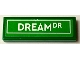 Lego part: Tile 1 x 3 with Road Sign with White 'DREAM DR' Pattern (Sticker) - Set 71461