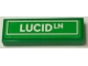 Lego part: Tile 1 x 3 with Road Sign with White 'LUCID LN' Pattern (Sticker) - Set 71461